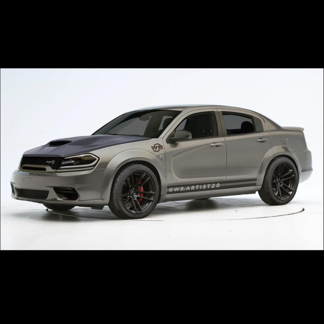 Dodge Avenger "Mini Hellcat" Rendering Creates a Tiny Charger  - 2024 Dodge Avenger Srt